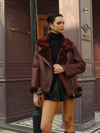 Zipper Belted Soft Fleece Jacket for Women, Full Sleeve Warm Outerwear
