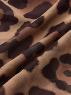 Leopard Print Semi-Sheer Ruffle V-Neck Blouse for Women Lightweight