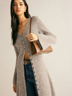 Stacking V-Neck Split Breasted Sweater Dress for Women, Cozy Fall Winter Fashion