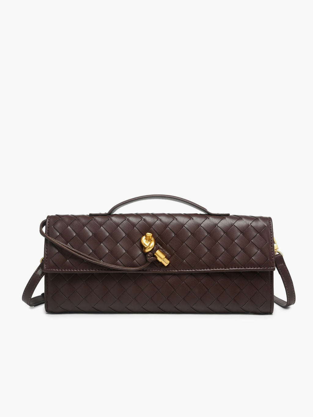 Two Way Woven Flap Clutch Shoulder Bag with Adjustable Strap for Women