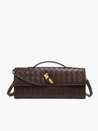 Two Way Woven Flap Clutch Shoulder Bag with Adjustable Strap for Women