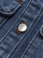 Denim Pockets Turn Down Collar Vest with Button-Up Front