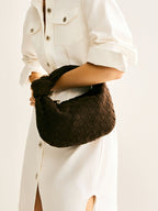 Rounded Woven Knotted Bag with Adjustable Strap Handmade
