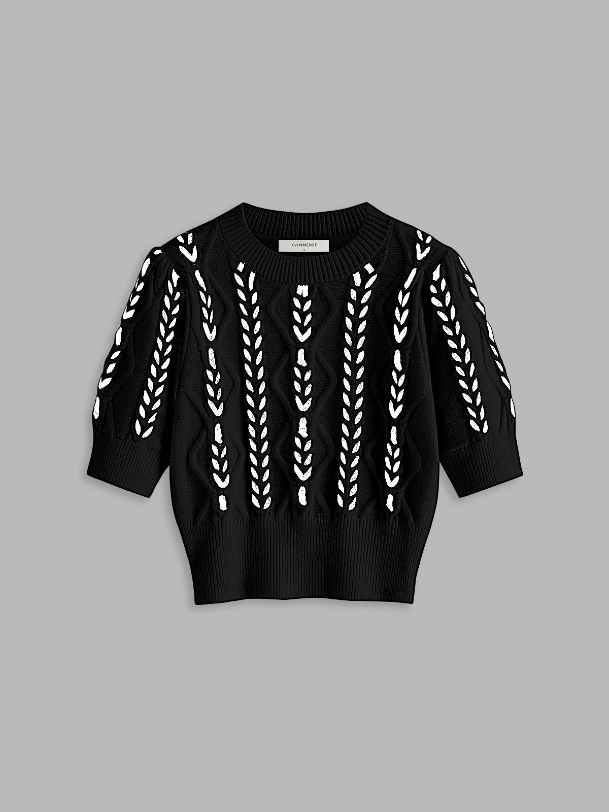 Contrast Binding Cable Knit Top Women's Sweater Winter Fashion