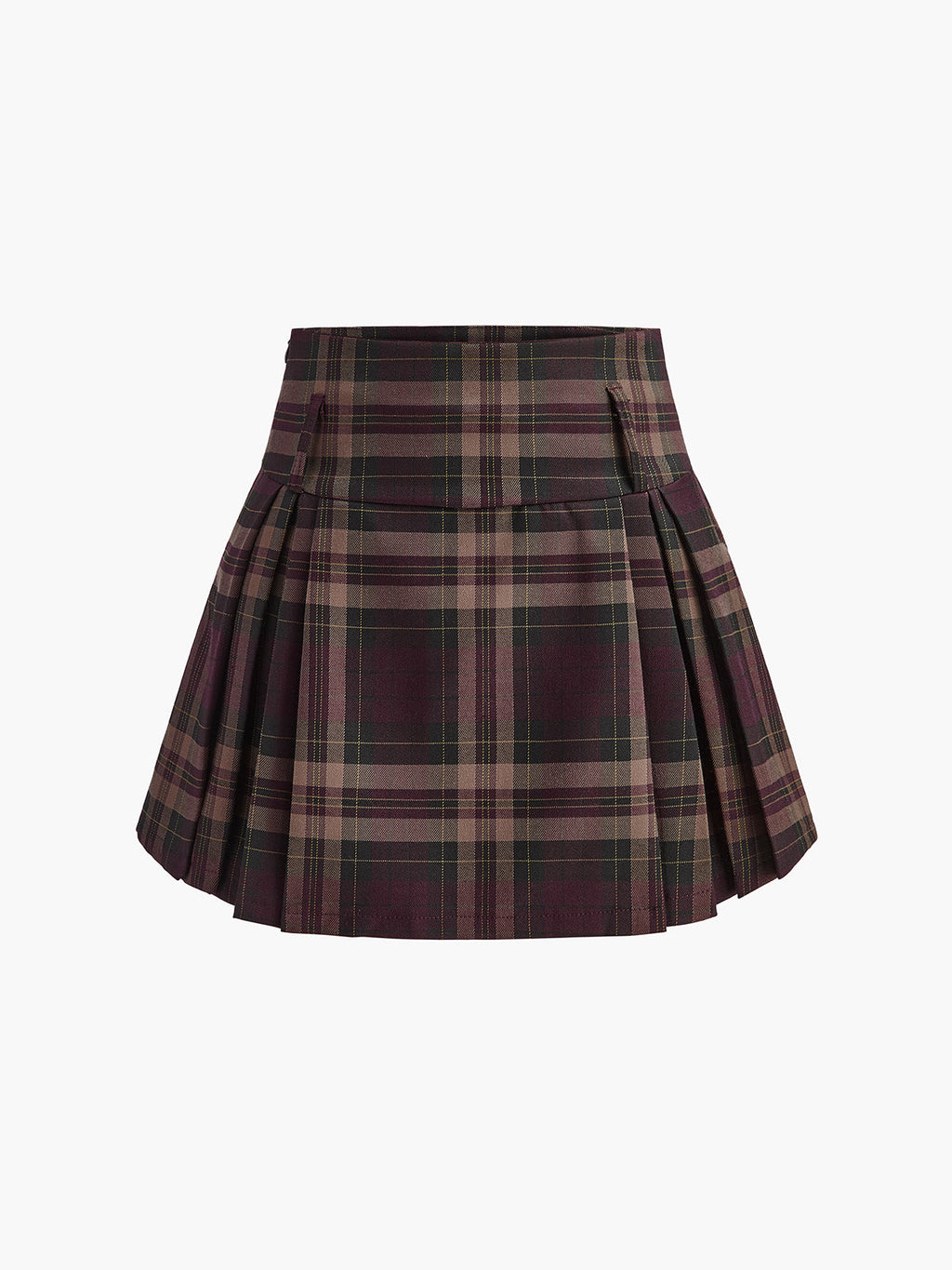 Checked Zipper Mini Skirt with High Waist Design