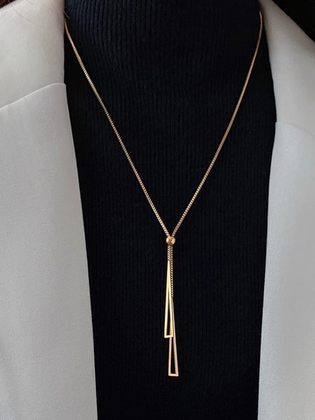 Golden Lariat Tassel Necklace with Elegant Beaded Chain