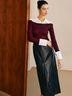 Semi-Sheer Panel Jersey Slim Top Versatile Lightweight Breathable Fabric