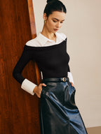 Semi-Sheer Panel Jersey Slim Top Versatile Lightweight Breathable Fabric