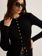 Button Down Skinny Knit Top Long Sleeve Fitted Sweater