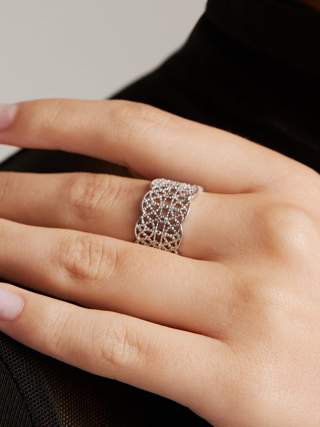 Tunnel Metal Lace Open Ring Adjustable Unique Design Jewelry