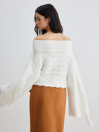 Beheme Off-Shoulder Tassel Sweater Cozy Knit Winter Fashion