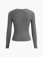 Knit Ribbed Crew Neck Asymmetric Top Women's Casual Fall Fashion
