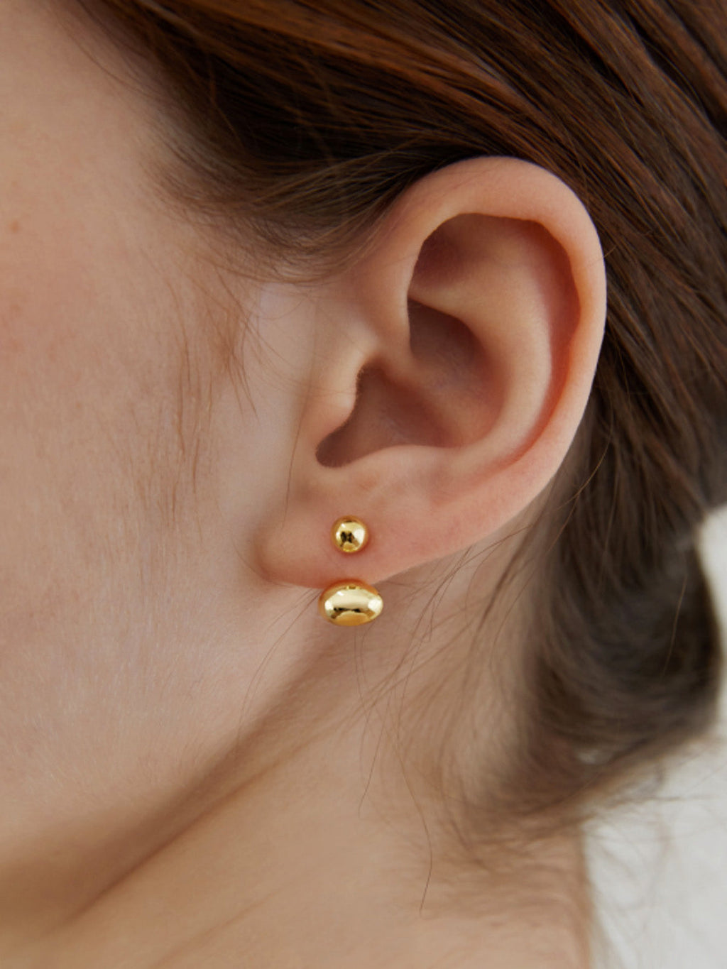 Oval Bean Stud Earrings Sterling Silver Hypoallergenic Jewelry