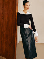 Semi-Sheer Panel Jersey Slim Top Versatile Lightweight Breathable Fabric