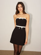 Contrast Trim Tube Short Dress with Back Zip Closure