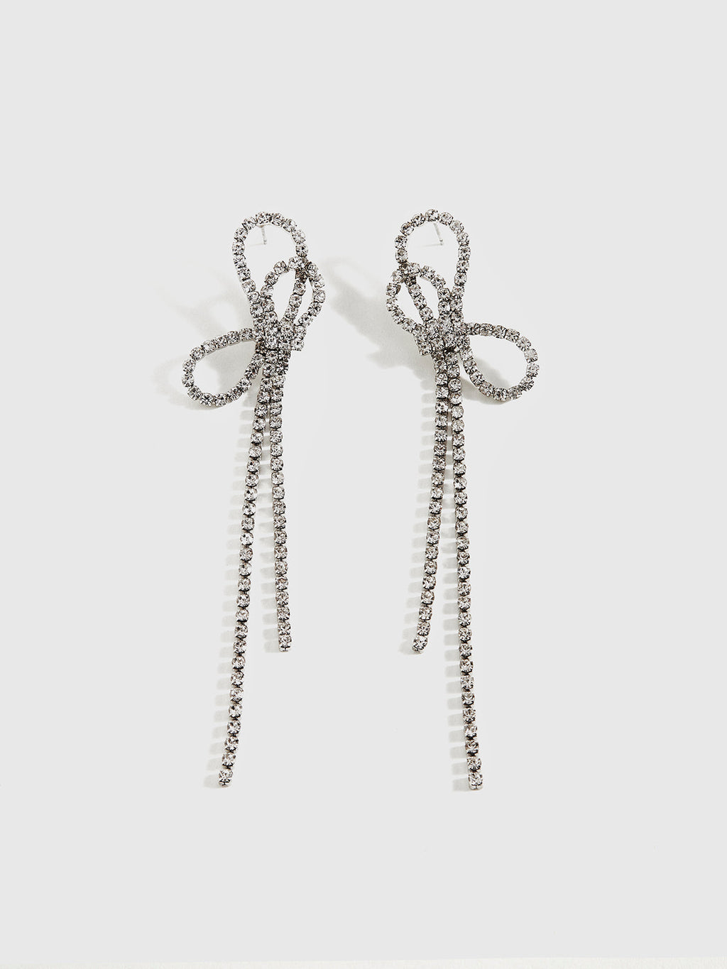Rhinestone Bow Tassel Earrings Elegant Fashion Jewelry Accessory