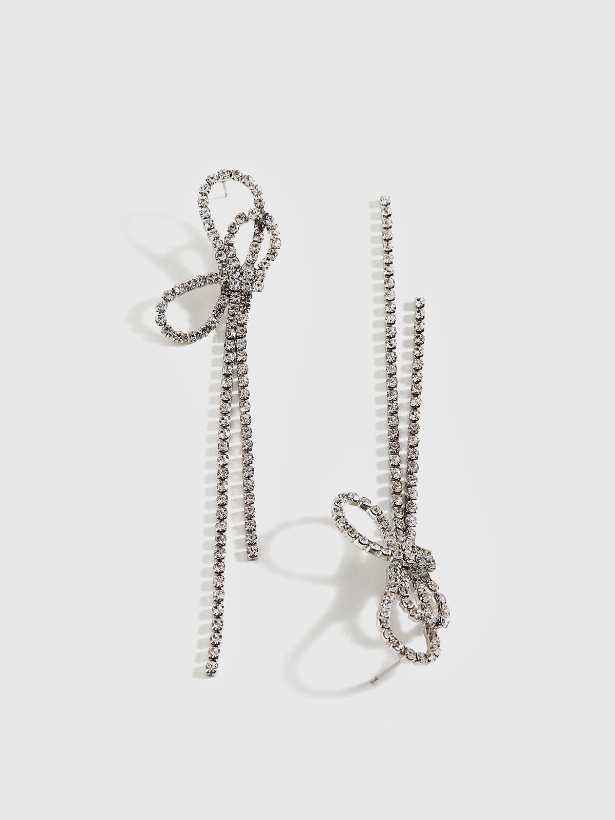 Rhinestone Bow Tassel Earrings Elegant Fashion Jewelry Accessory