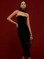 Sweetheart Backless Velvet Dress for Evening Events