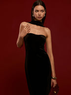 Sweetheart Backless Velvet Dress for Evening Events