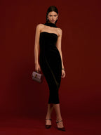 Sweetheart Backless Velvet Dress for Evening Events