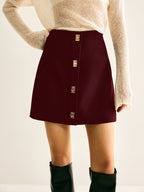 Metal-Decor Zipper Mini Skirt Trendy High-Waist Party Apparel