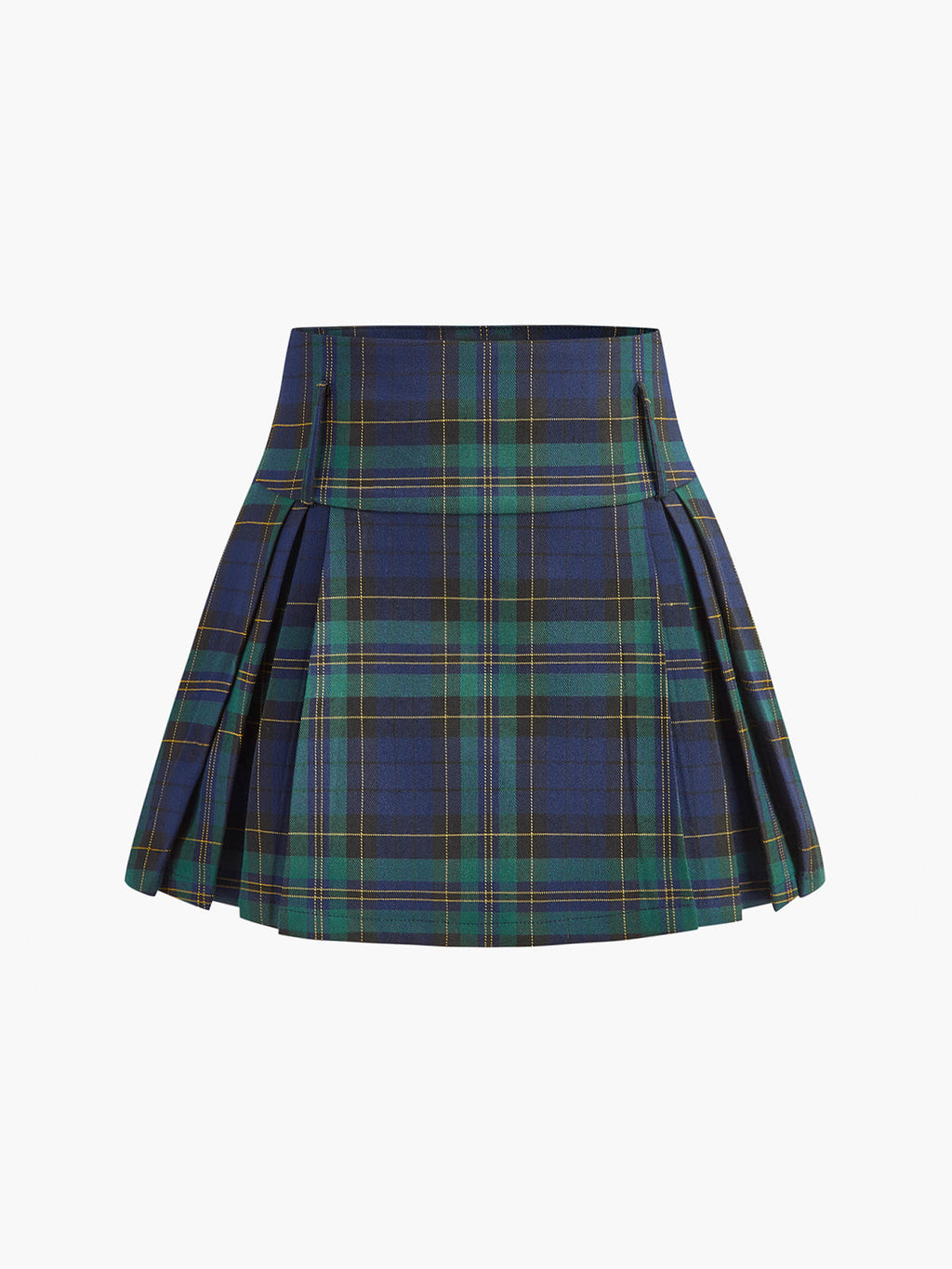 Checked Zipper Mini Skirt with High Waist Design