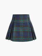 Checked Zipper Mini Skirt with High Waist Design