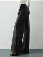 High-Waist PU Leather Wide-Leg Pants for Women Trendy Fashion
