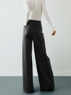 High-Waist PU Leather Wide-Leg Pants for Women Trendy Fashion