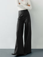 High-Waist PU Leather Wide-Leg Pants for Women Trendy Fashion