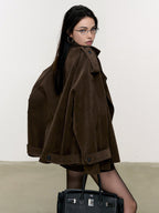 Lapel Loose Velvet Effect Jacket Comfortable Stylish Casual Outerwear
