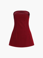 Satin Velvet Strapless Short Dress for Evening Events