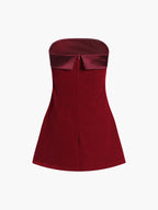 Satin Velvet Strapless Short Dress for Evening Events