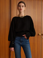 Bell Sleeve Cinched Sweatshirt for Women Casual Fit Comfort