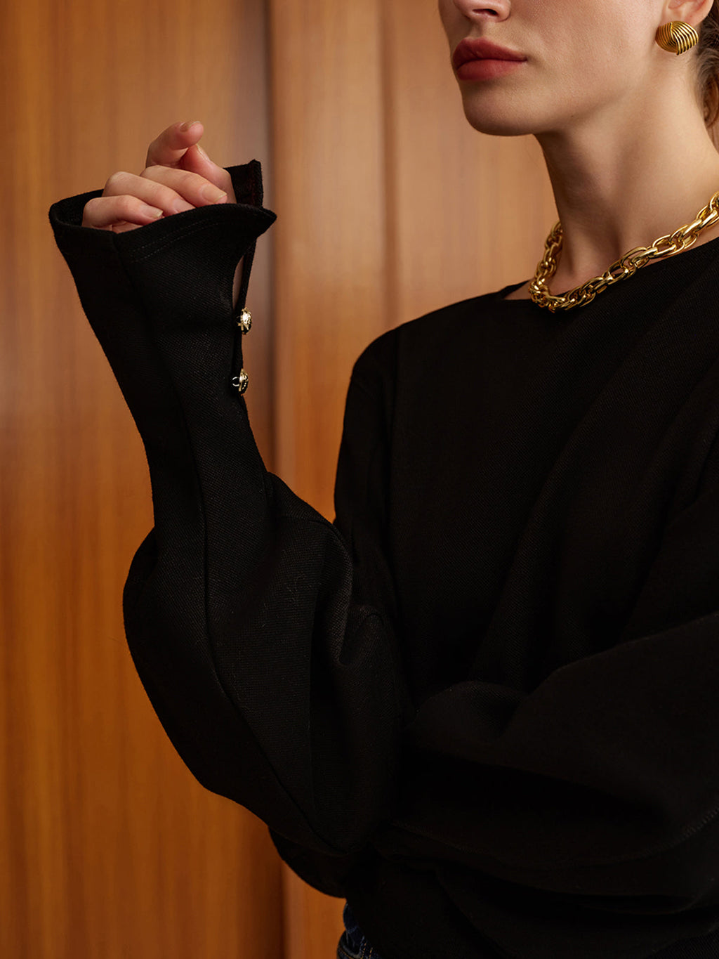 Bell Sleeve Cinched Sweatshirt for Women Casual Fit Comfort