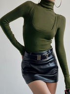 2 in 1 Mock Neck Jersey Top Versatile Layering Essential