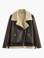 Zipper Belted Soft Fleece Jacket for Women, Full Sleeve Warm Outerwear
