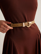 Versatile Buckle Slim Leather Belt for Men and Women Adjustable