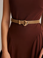 Versatile Buckle Slim Leather Belt for Men and Women Adjustable