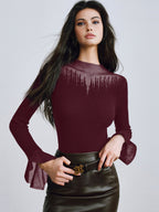 Ruffle Sleeve Thin Sweater for Women Lightweight Comfortable