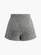 Wool-Blend Tweed Pockets Shorts Fashionable High-Waist Design for Women