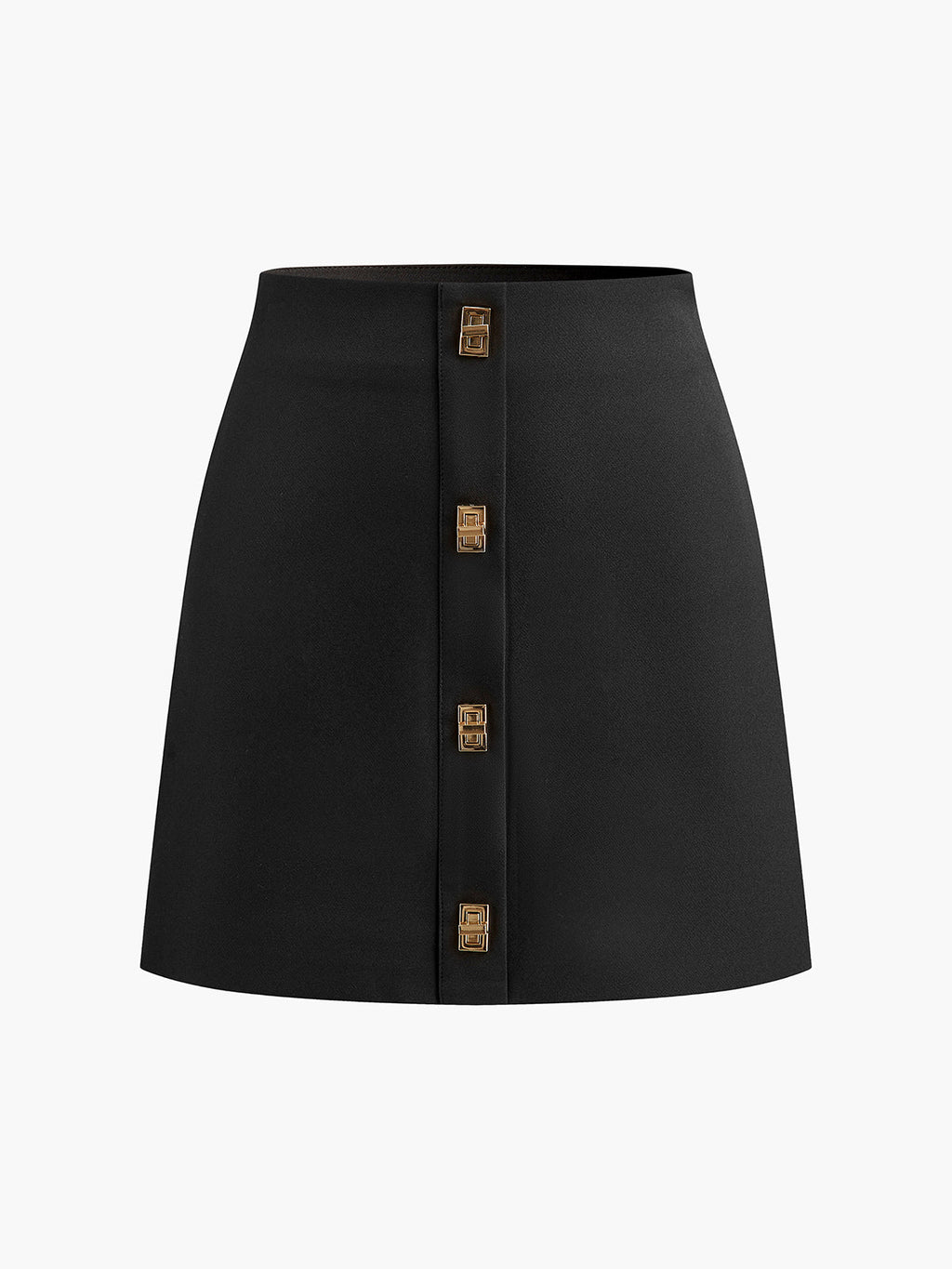 Metal-Decor Zipper Mini Skirt Trendy High-Waist Party Apparel