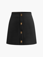 Metal-Decor Zipper Mini Skirt Trendy High-Waist Party Apparel