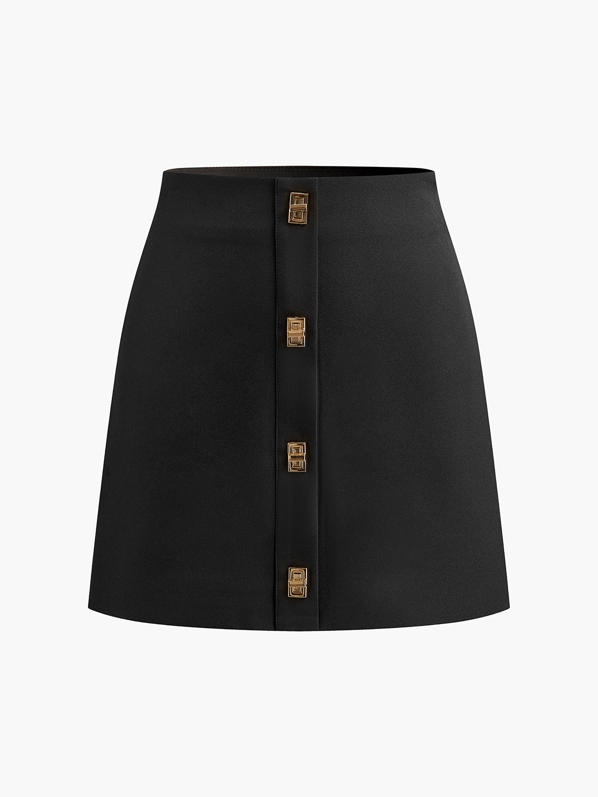 Metal-Decor Zipper Mini Skirt Trendy High-Waist Party Apparel