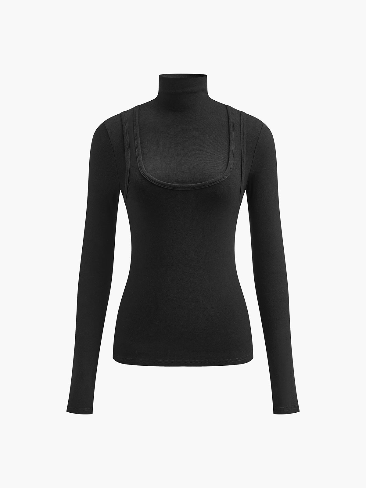 2 in 1 Mock Neck Jersey Top Versatile Layering Essential