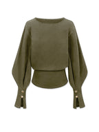 Bell Sleeve Cinched Sweatshirt for Women Casual Fit Comfort