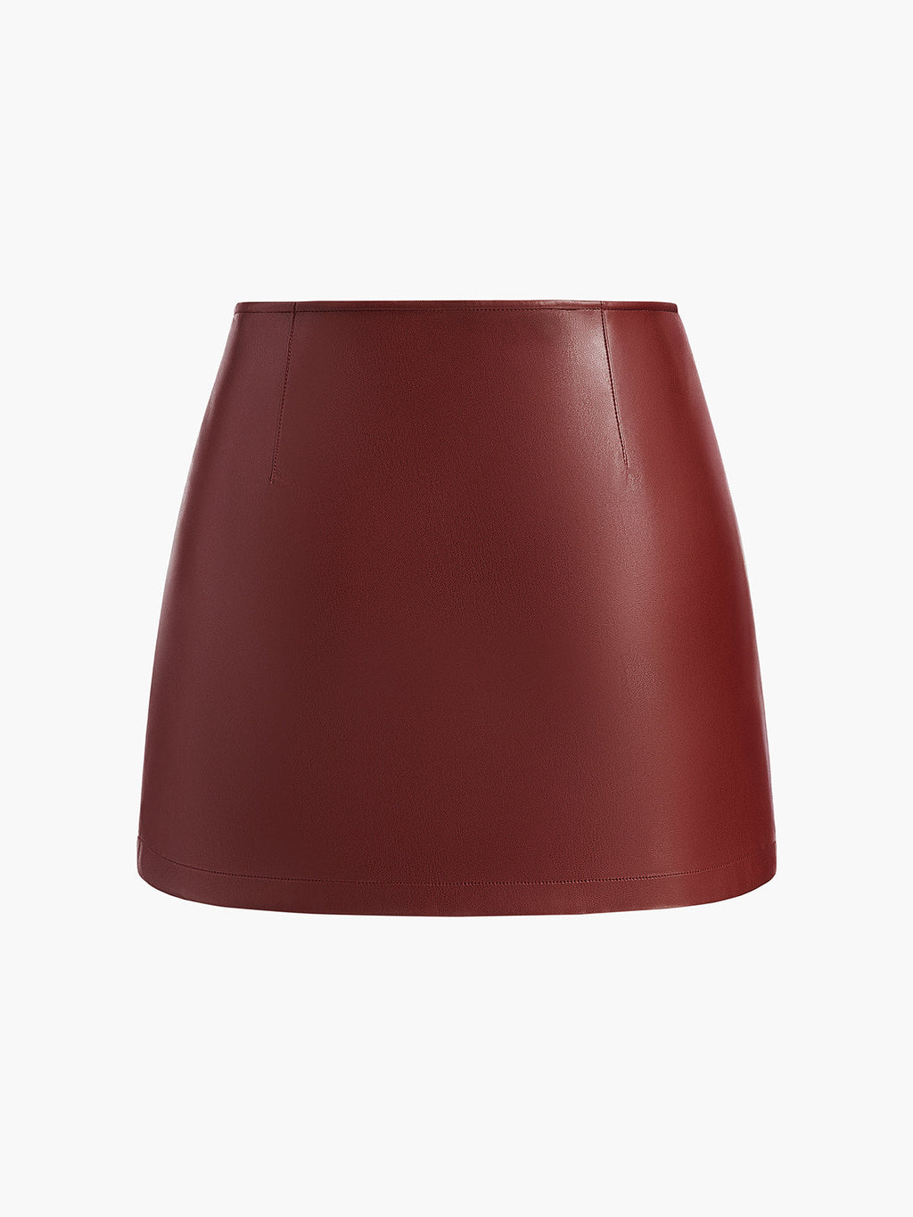 A-Line Faux Leather Mini Skirt with High Waist and Side Zipper