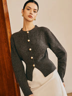 Button Down Split Sweater with Long Sleeves and V-Neck