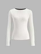 Two Tone Panel Knit Top for Stylish Casual Wear