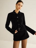 Velvet Lapel Short Blazer for Women Elegant Casual Style